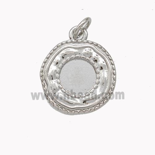 Copper Circle Pendant With Pad Cabochon Platinum Plated