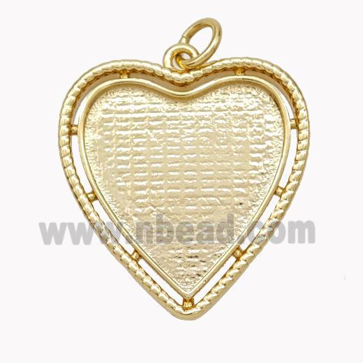 Copper Heart Pendant With Cabochon Pad Gold Plated