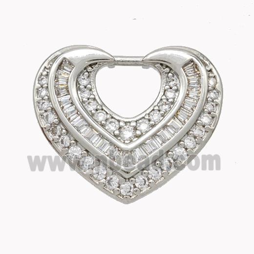 Copper Heart Pendant Micropave Zirconia Platinum Plated