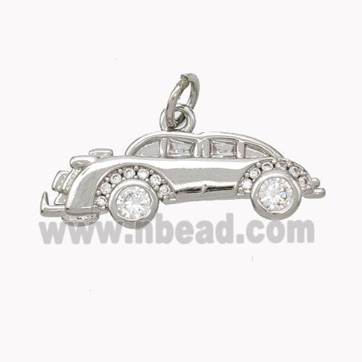 Copper Car Charms Pendant Pave Zirconia Platinum Plated