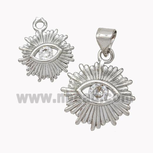 Copper Eye Pendant Micropave Zirconia Platinum Plated