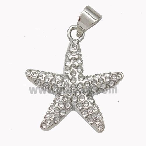 Copper Starfish Pendant Platinum Plated