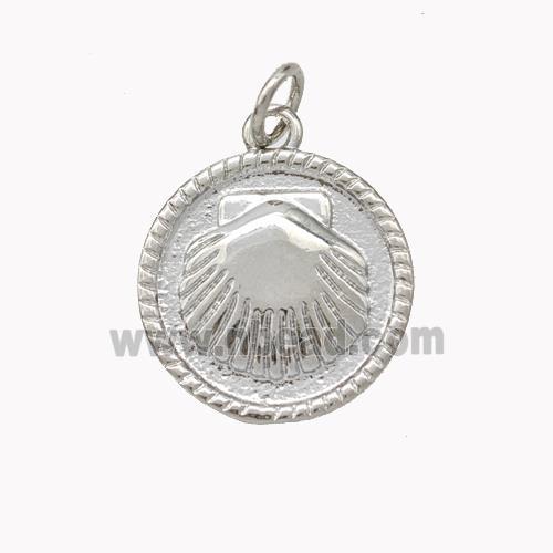 Copper Scallop Shell Pendant Platinum Plated