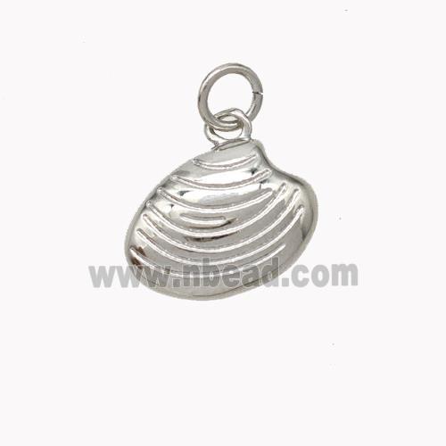 Copper Scallop Shell Pendant Platinum Plated