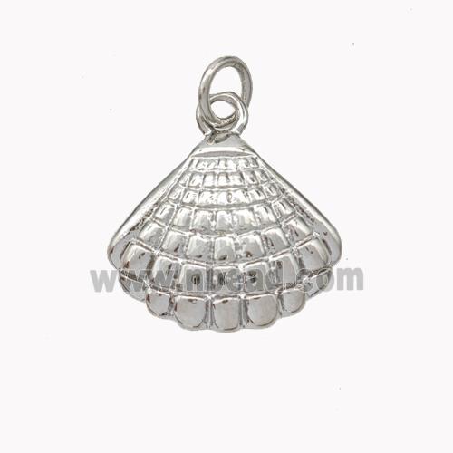 Copper Scallop Shell Pendant Platinum Plated