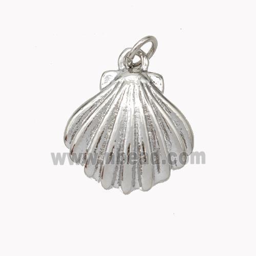 Copper Scallop Shell Pendant Platinum Plated