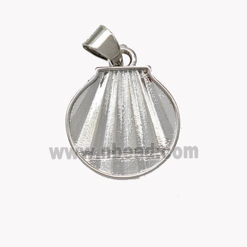 Copper Scallop Shell Pendant Platinum Plated