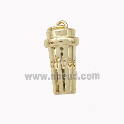 Coffee Cup Charms Copper Pendant Gold Plated