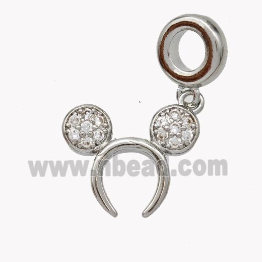 Barrette Charms Copper Pendant Pave Zirconia Platinum Plated