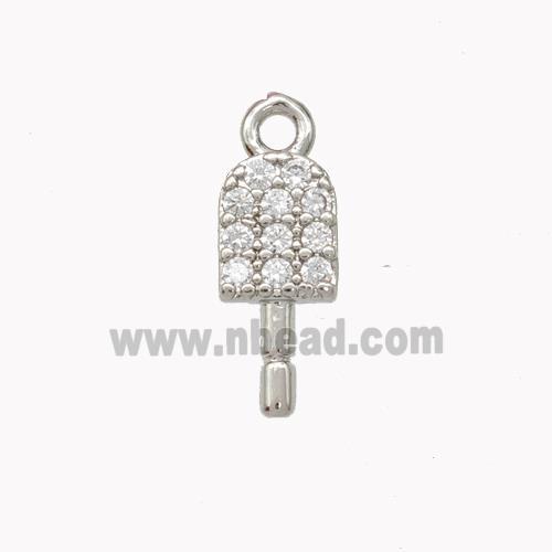 Ice Cream Charms Copper Pendant Pave Zirconia Platinum Plated