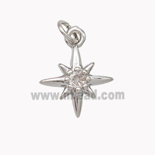 Copper Northstar Pendant Pave Zirconia Platinum Plated