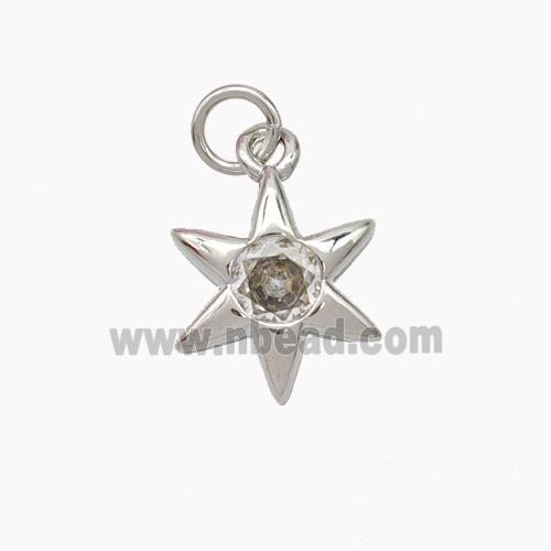 Copper Star Pendant Pave Zirconia Platinum Plated