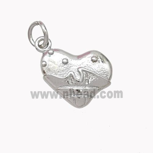 Copper Heart Pendant Platinum Plated