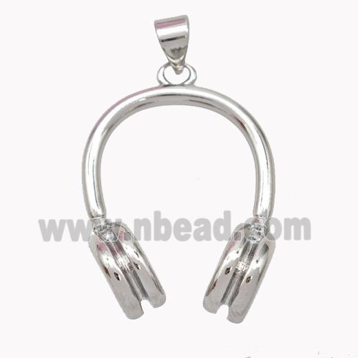 Earphone Charms Copper Pendant Platinum Plated