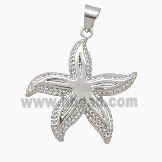 Copper Starfish Pendant Platinum Plated