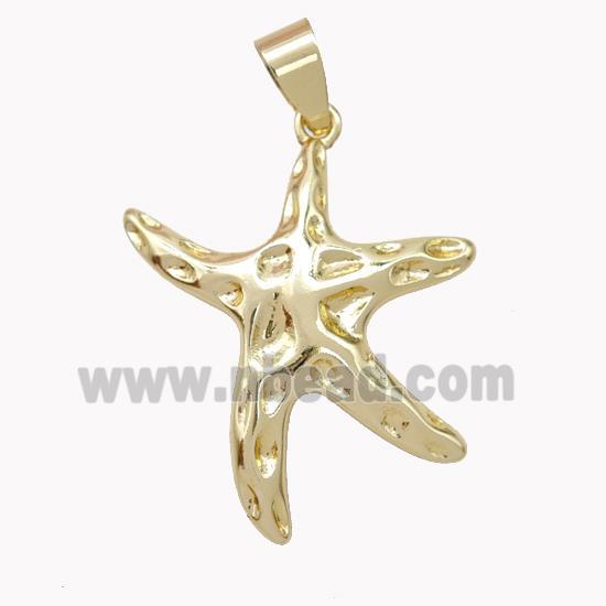 Copper Starfish Pendant Hammered Gold Plated