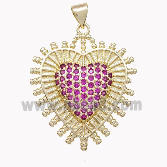 Copper Heart Pendant Micropave Zirconia Gold Plated