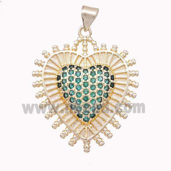 Copper Heart Pendant Micropave Zirconia Gold Plated