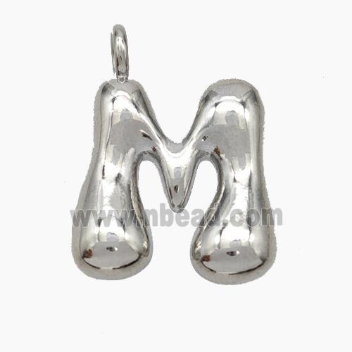 Copper Letter-M Pendant Platinum Plated