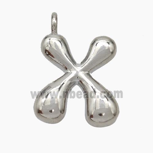 Copper Letter-X Pendant Platinum Plated