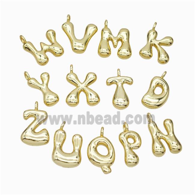 Copper Alphabet Pendant Mix Letters Gold Plated