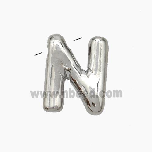 Copper Letter-N Pendant Platinum Plated