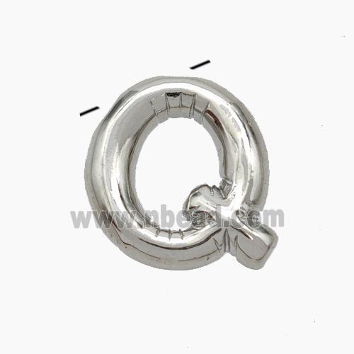 Copper Letter-Q Pendant Platinum Plated