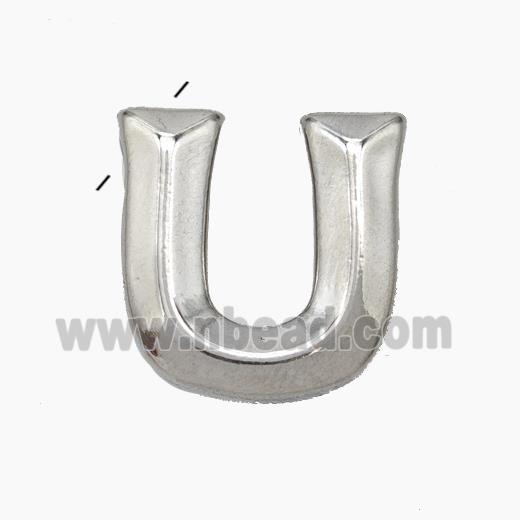 Copper Letter-U Pendant Platinum Plated