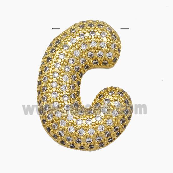 Copper Letter-C Pendant Pave Zirconia Gold Plated