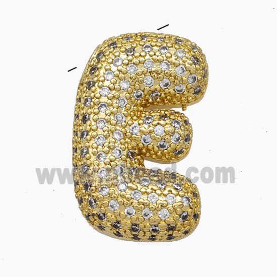 Copper Letter-E Pendant Pave Zirconia Gold Plated