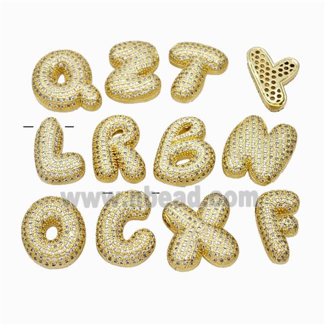 Copper Alphabet Pendant Pave Zirconia Mixed Letters Gold Plated