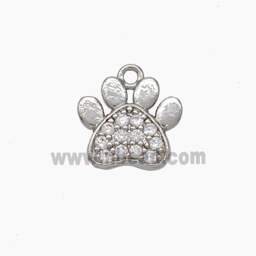 Copper Paw Charms Pendant Micropave Zirconia Platinum Plated