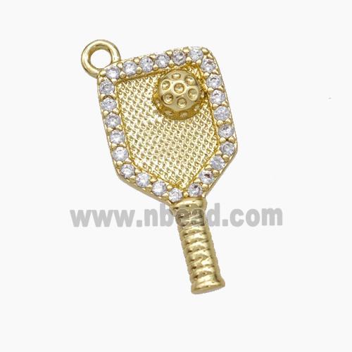 Copper Key Pendant Pave Zirconia Gold Plated