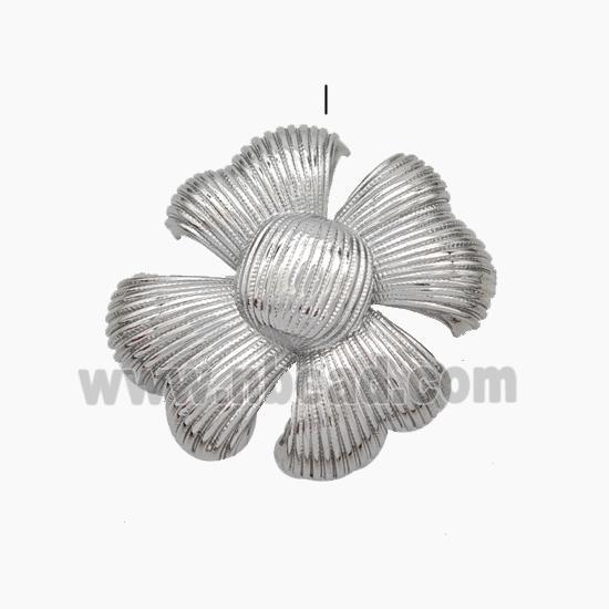 Copper Flower Pendant Platinum Plated