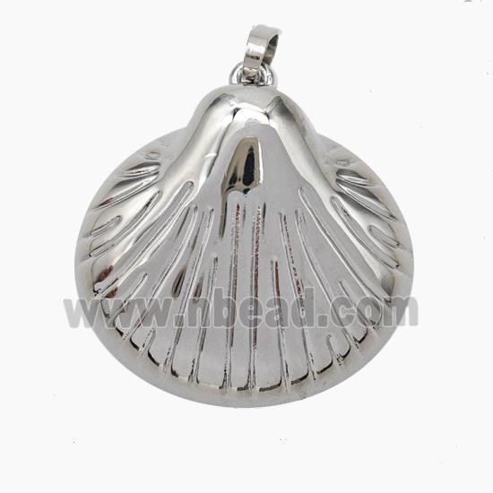 Scallop Shell Charms Copper Pendant Platinum Plated