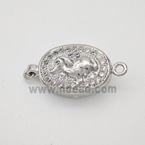 Copper Boar Connector Pave Zirconia Chinese Zodiac Platinum Plated