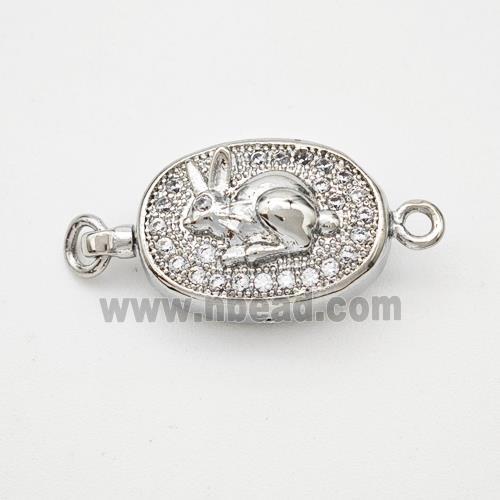 Copper Hare Connector Pave Zirconia Chinese Zodiac Platinum Plated