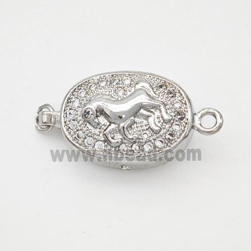 Copper Horse Connector Pave Zirconia Chinese Zodiac Platinum Plated