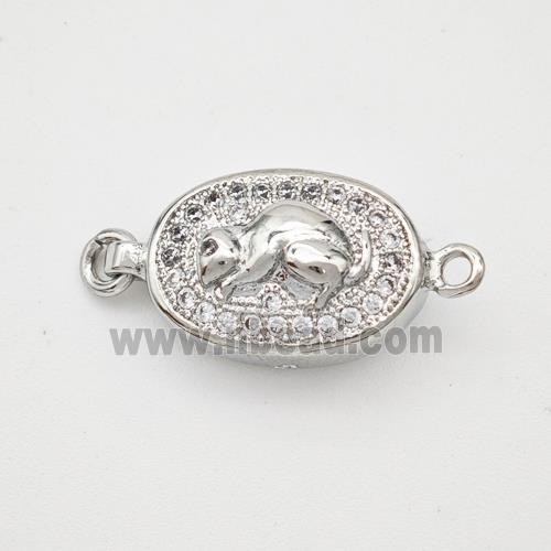 Copper Rat Connector Pave Zirconia Chinese Zodiac Platinum Plated