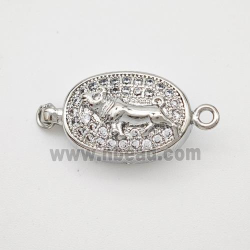 Copper Tiger Connector Pave Zirconia Chinese Zodiac Platinum Plated