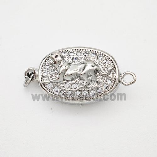 Copper Dog Connector Pave Zirconia Chinese Zodiac Platinum Plated