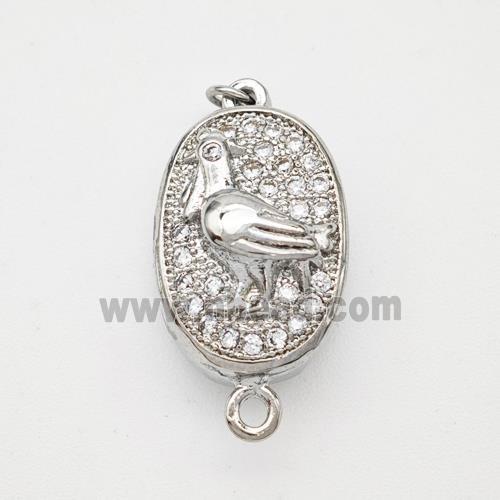 Copper Cock Connector Pave Zirconia Chinese Zodiac Platinum Plated