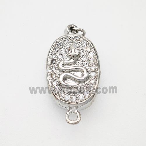 Copper Snake Connector Pave Zirconia Chinese Zodiac Platinum Plated