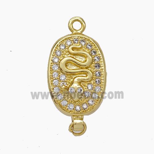 Copper Snake Connector Pave Zirconia Chinese Zodiac Gold Plated