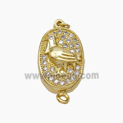 Copper Cock Connector Pave Zirconia Chinese Zodiac Gold Plated