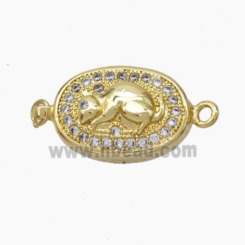 Copper Rat Connector Pave Zirconia Chinese Zodiac Gold Plated