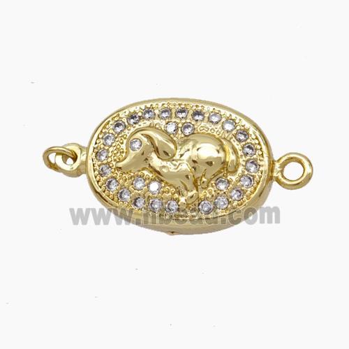 Copper Boar Connector Pave Zirconia Chinese Zodiac Gold Plated