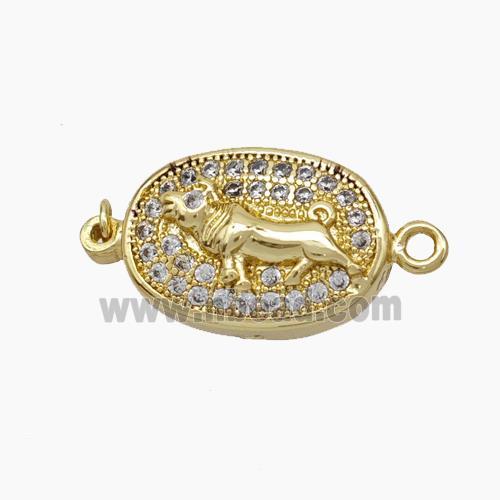 Copper Tiger Connector Pave Zirconia Chinese Zodiac Gold Plated