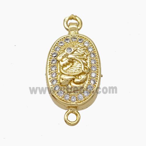 Copper Dragon Connector Pave Zirconia Chinese Zodiac Gold Plated