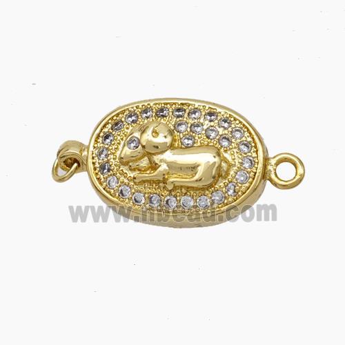 Copper Sheep Connector Pave Zirconia Chinese Zodiac Gold Plated